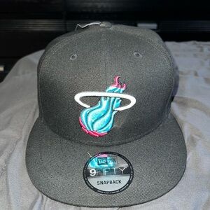 Miami Heat New Era Black Snapback with Blue and Pink Logo